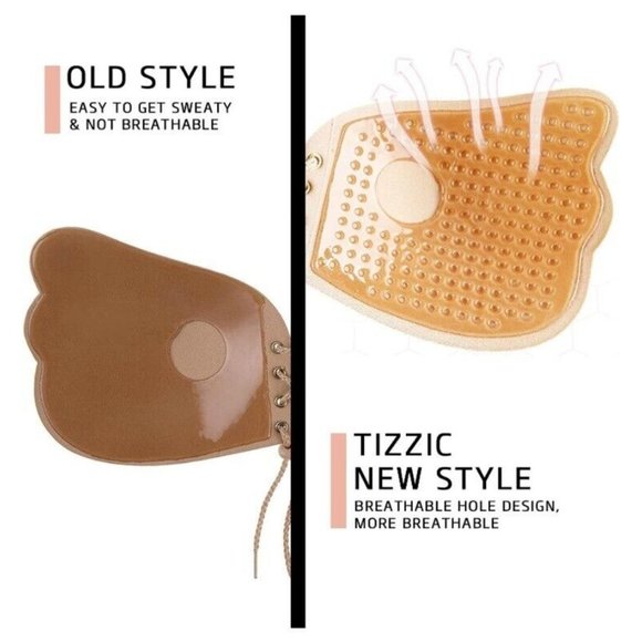 Women's Self-Adhesive Invisible Bra White/Beige Strapless Backless Push Up Bra B - Picture 4 of 14